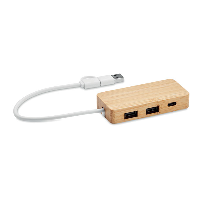 Bamboo USB 3 ports hub - HUBBAM - wood