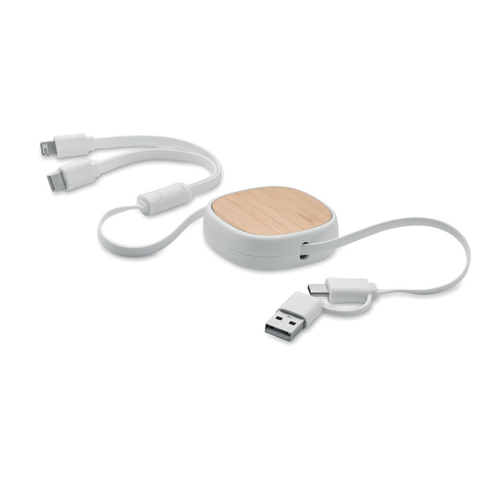 Výsuvný nabíjecí USB kabel - TOGOBAM - bílá
