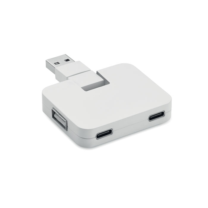 4 Port USB Hub - SQUARE-C - Weiß 