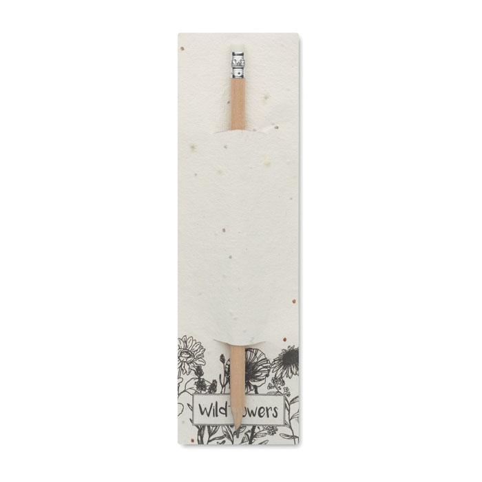 Natural pencil in seeded pouch - PENSEED - white