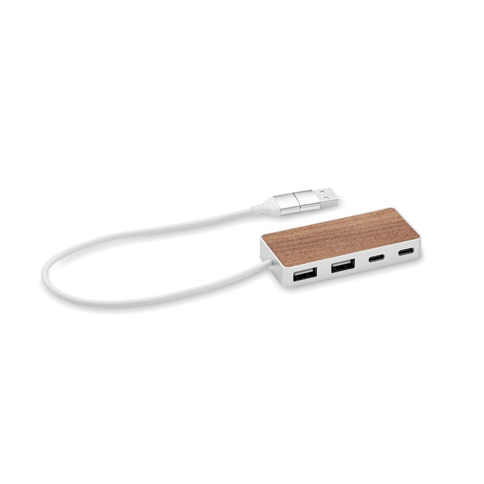 USB hub 4 porty 27,5 cm - UBAH - drevo