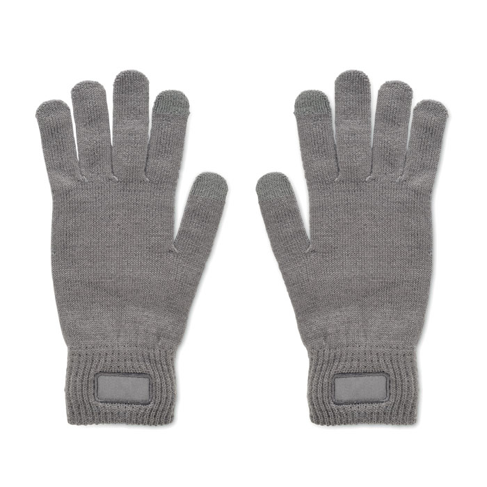 Knitted gloves in RPET - HANDNIT - stone grey