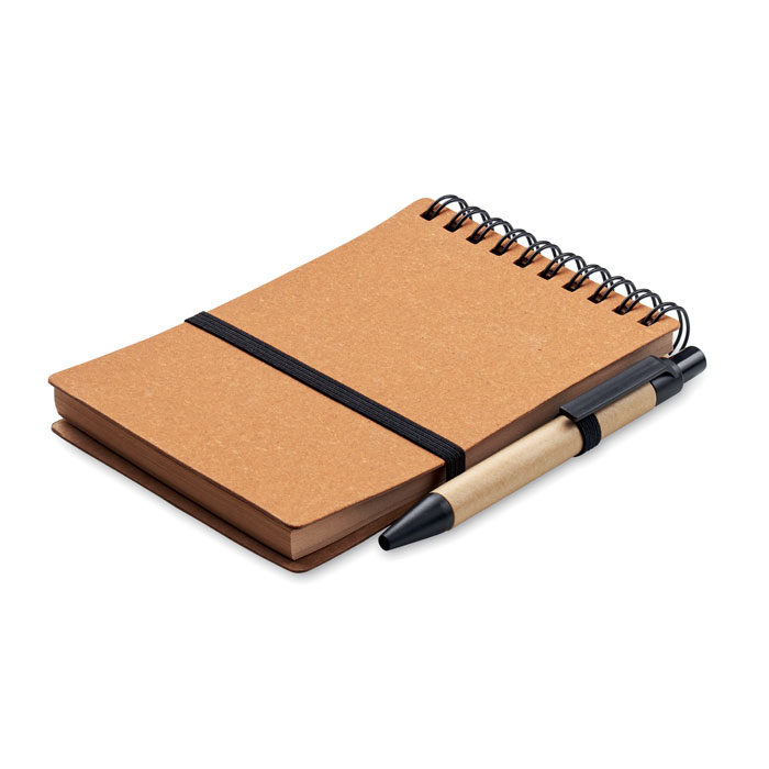 Recycled notebook with ball pen - NOTIE - brown