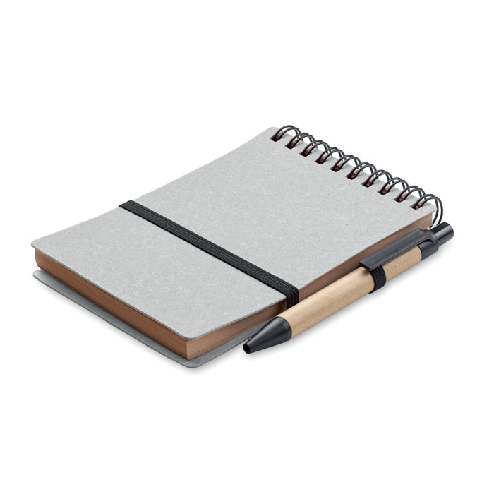 Recycled notebook with ball pen - NOTIE - grey