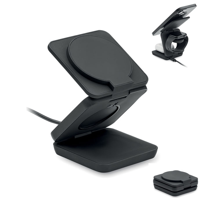 3in1 foldable charging station - NETICA - black