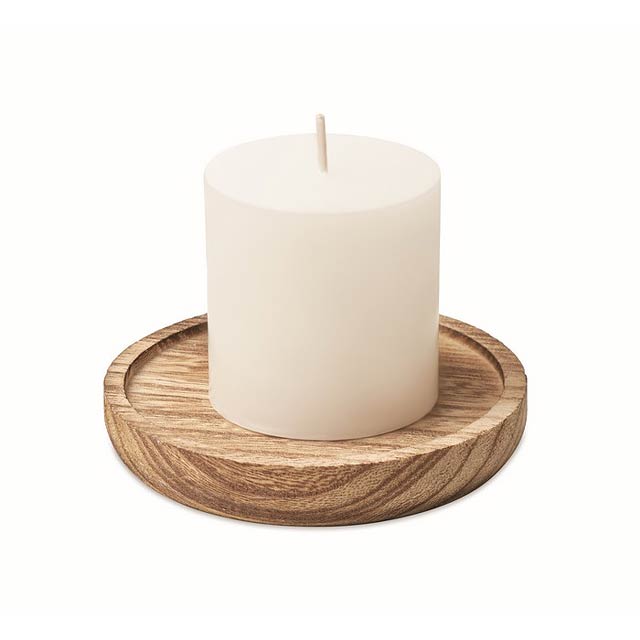 Svíčka s dřevěným stojánkem - PENTAS - dřevo