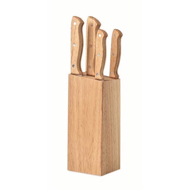 5dílná sada nožů ve stojanu - GOURMET - drevo
