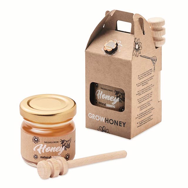 Sada sklenice medu a naběračky - DAUBER - drevo