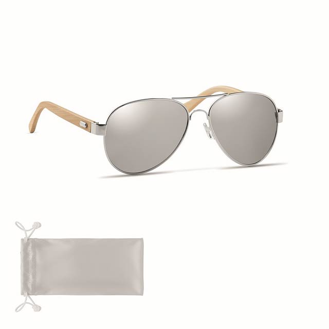 Bambusové sluneční brýle - HONIARA - stříbrná lesk