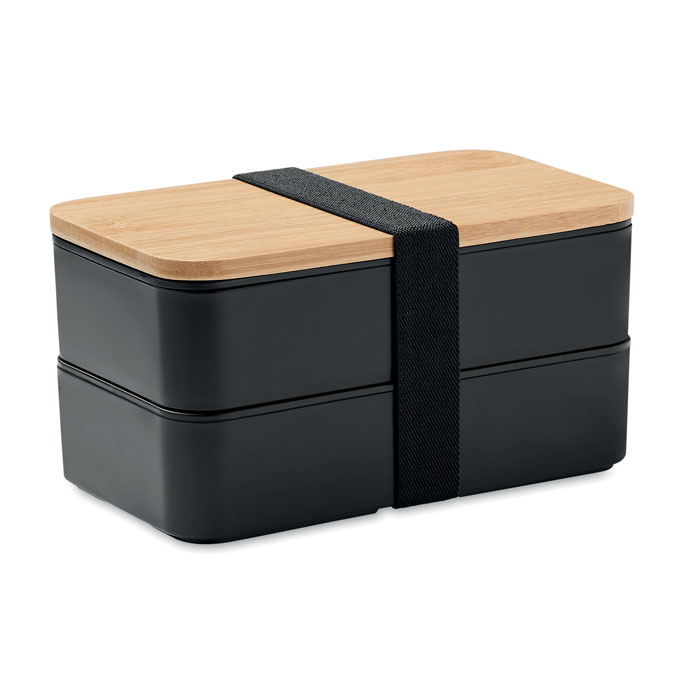 Lunch box in PP and bamboo lid - BAAKS - black