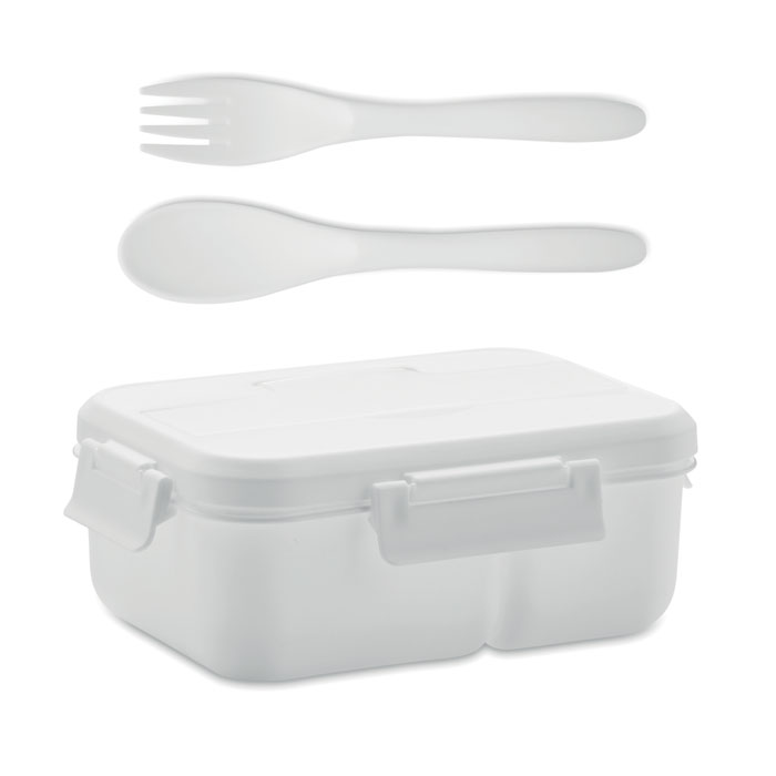 Lunch box with cutlery in PP - MAKAN - white