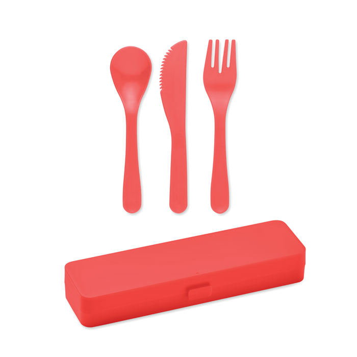 Cutlery set in PP - RIGATA - red