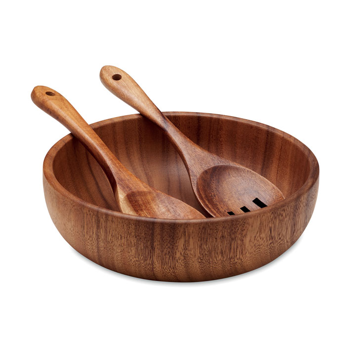 Salad bowl set with utensils - RUCCO - wood