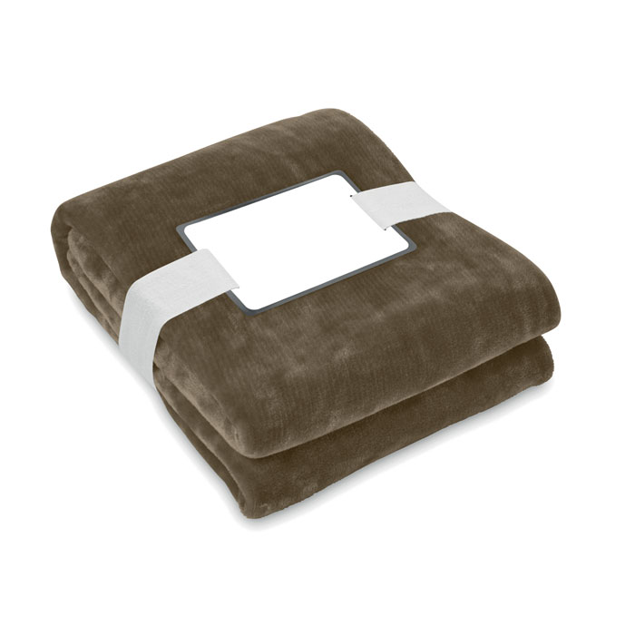 RPET fleece blanket 280 gr/m² - LOGAN - khaki/black