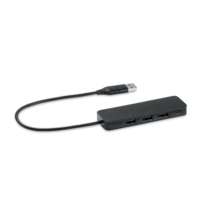Rozbočovač USB-C se 4 porty - HUBBIE - černá