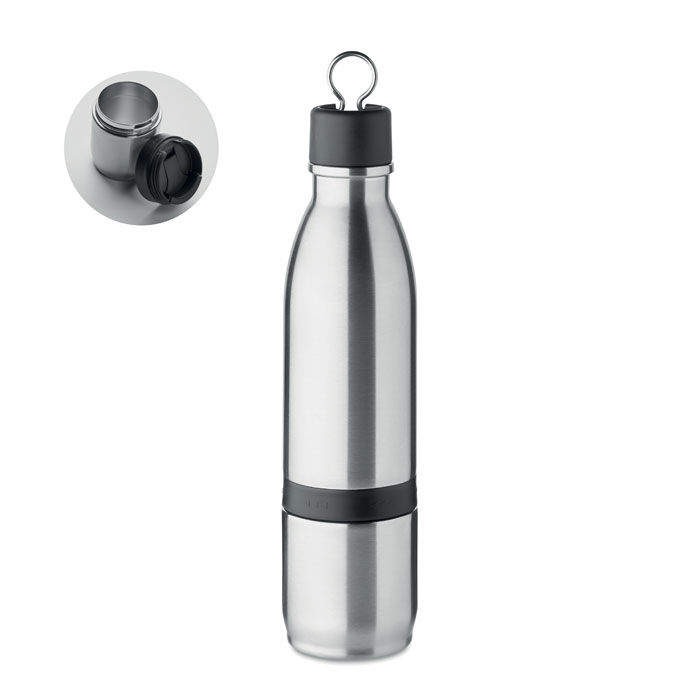 2in1 Isolierflasche 500ml - ATERA - mattes Silber