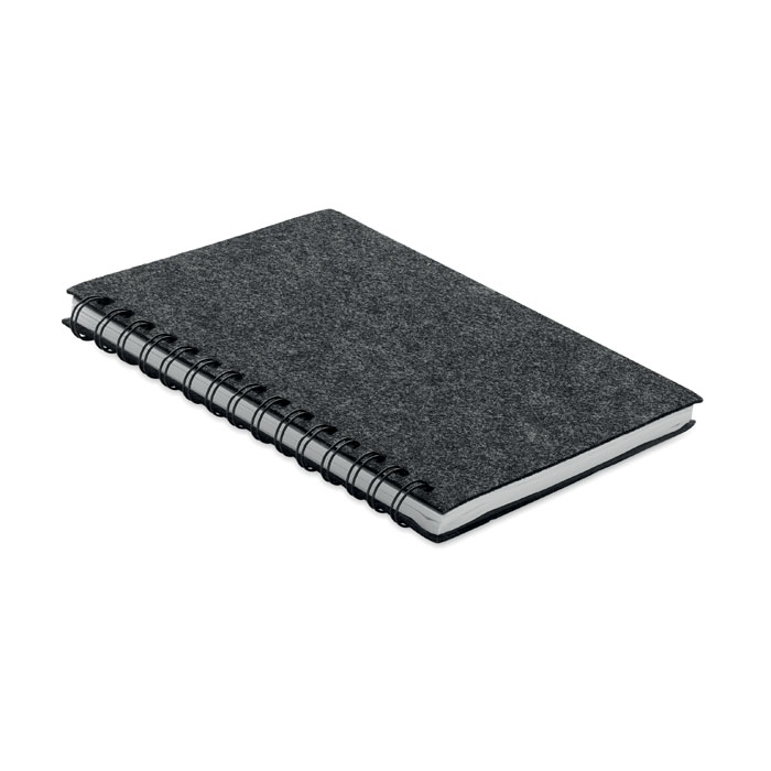 A5 RPET felt cover notebook - RINGFELT - stone grey