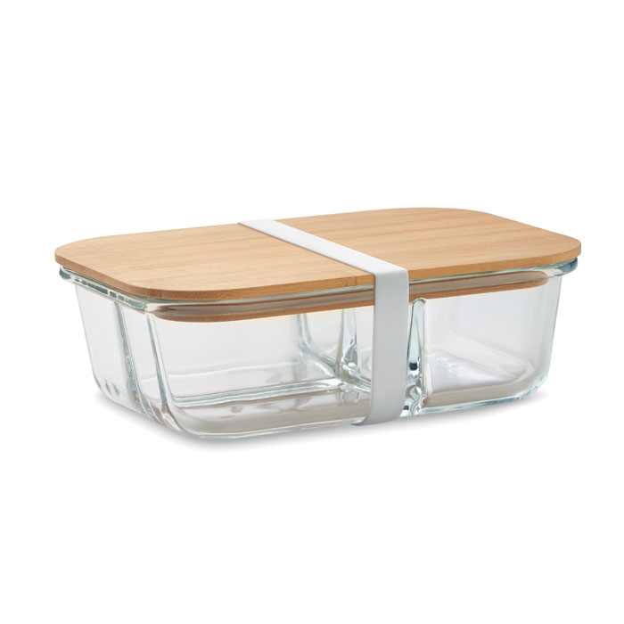 Glass lunch box with bamboo lid - TUNDRA 3 - transparent