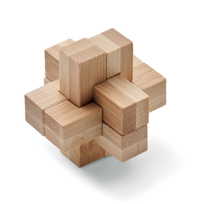 Bamboo brain teaser puzzle - SQUARENATS - wood
