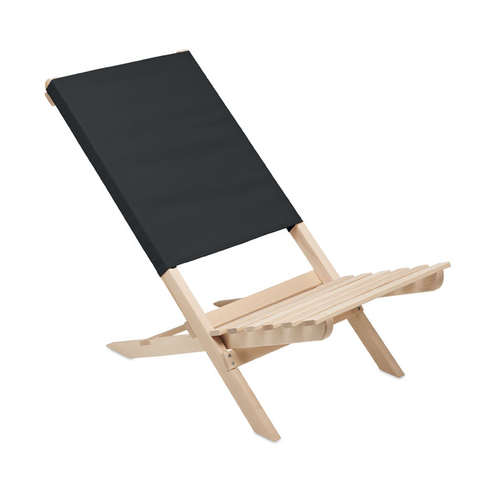 Foldable wooden beach chair - MARINERO - black