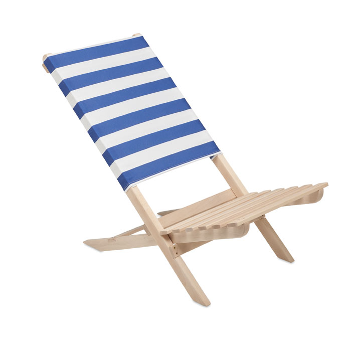 Foldable wooden beach chair - MARINERO - white/blue