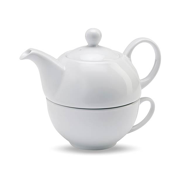 Teekanne und Tasse Set - Weiß 
