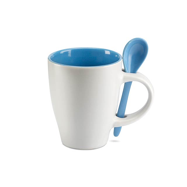 Mug with spoon - blue