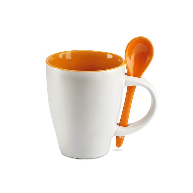 Mug with spoon - orange