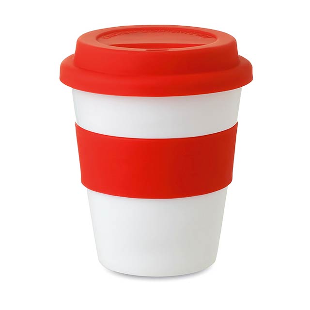 PP tumbler with silicone lid - red