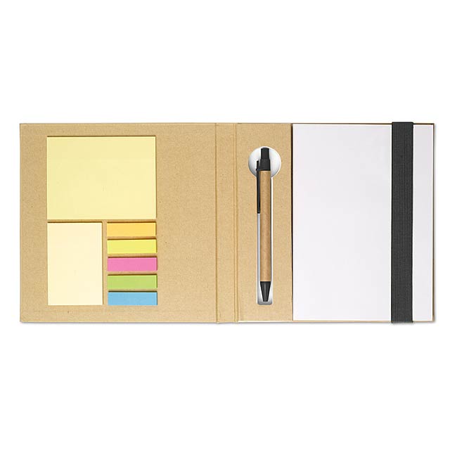 Notebook w/ stickynotes & pen  - black
