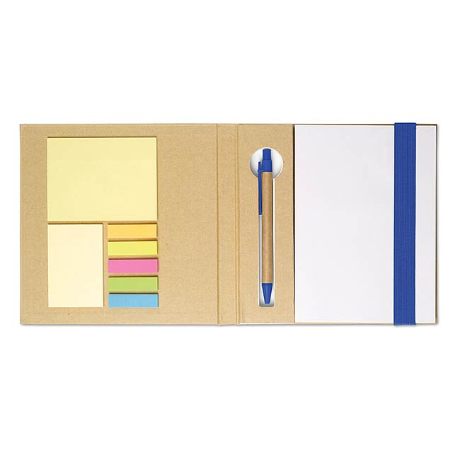 Notebook w/ stickynotes & pen  - royal blue