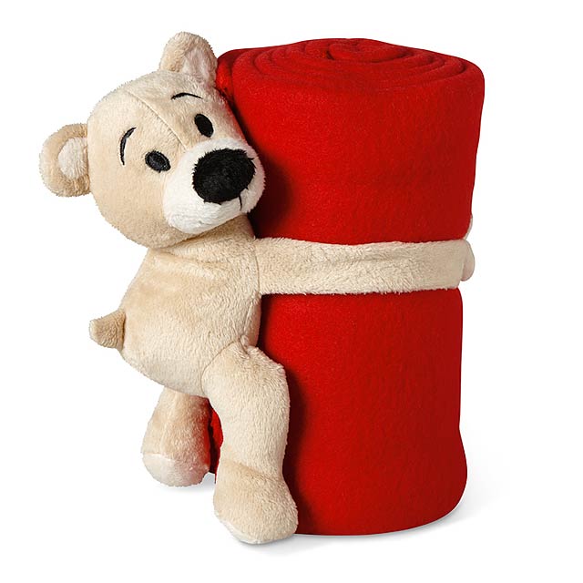 Fleece Blanket with bear MO8252-05 - red