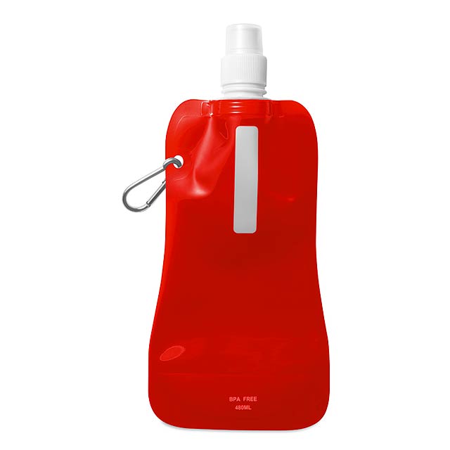Skladacia fľaša na vodu - transparentná červená