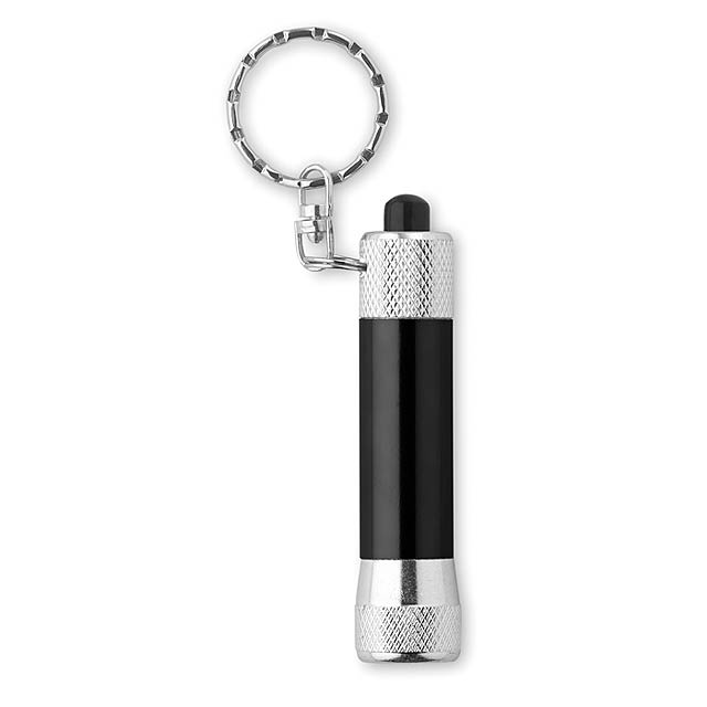 Hliníková svítilna - baterka s přívěškem - ARIZO - černá