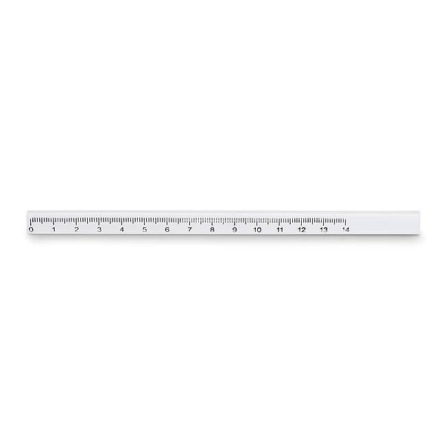 Carpenters pencil with ruler  - white