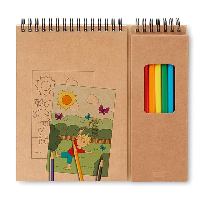 Colouring set with notepad  - beige