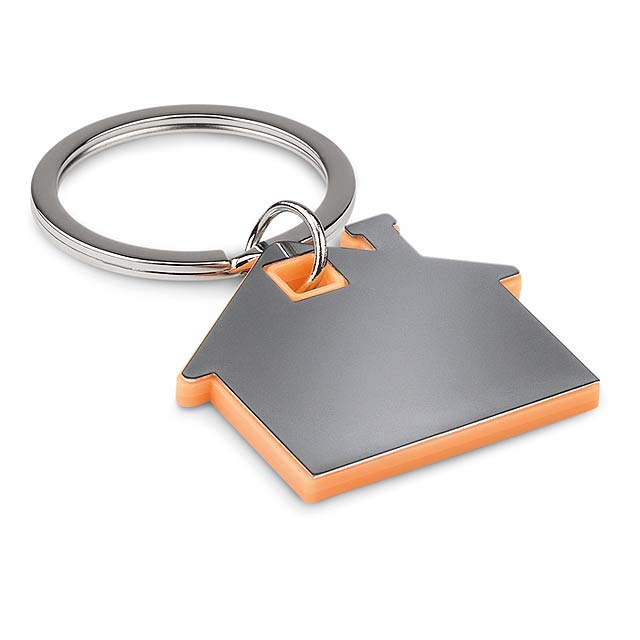 Haus Form Schlüsselanhänger aus Kunststoff - Orange