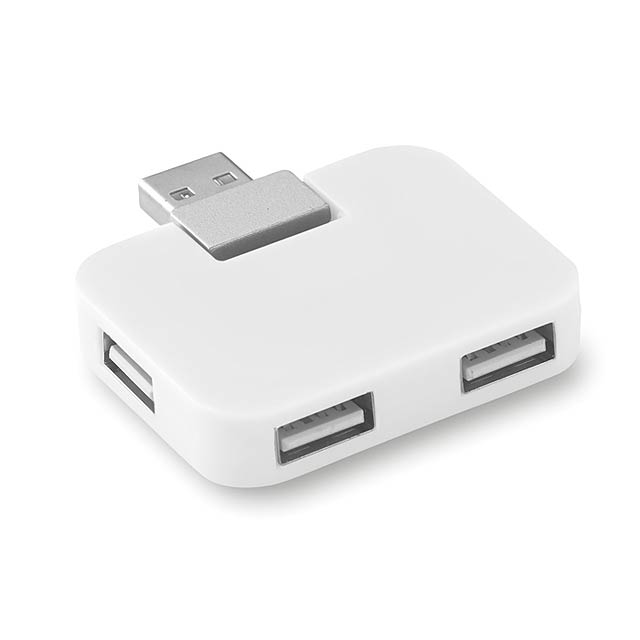 Čtyřportový USB rozbočovač z ABS plastu. - biela