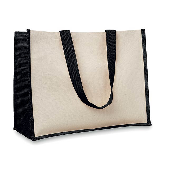 Jute and canvas shopping bag   MO8967-03 - black