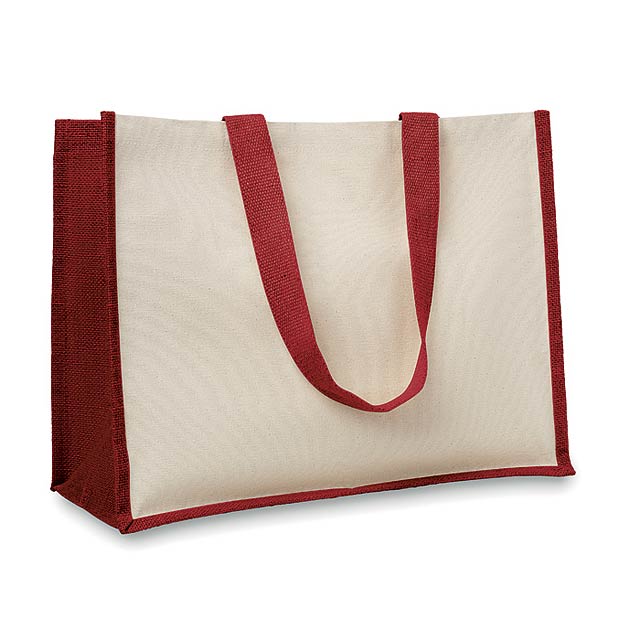 Jute and canvas shopping bag   MO8967-05 - red