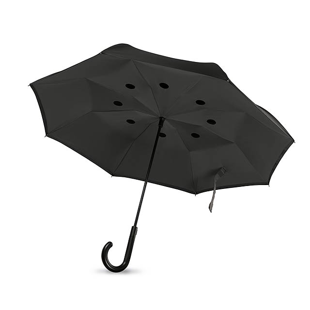 23 "reversibler Regenschirm, doppelt - schwarz