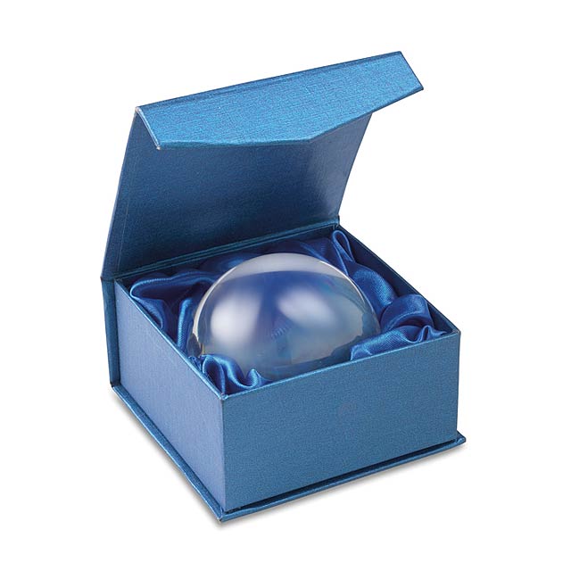 Těžítko - skleněná koule a lupa v dárkové krabičce. - transparentná