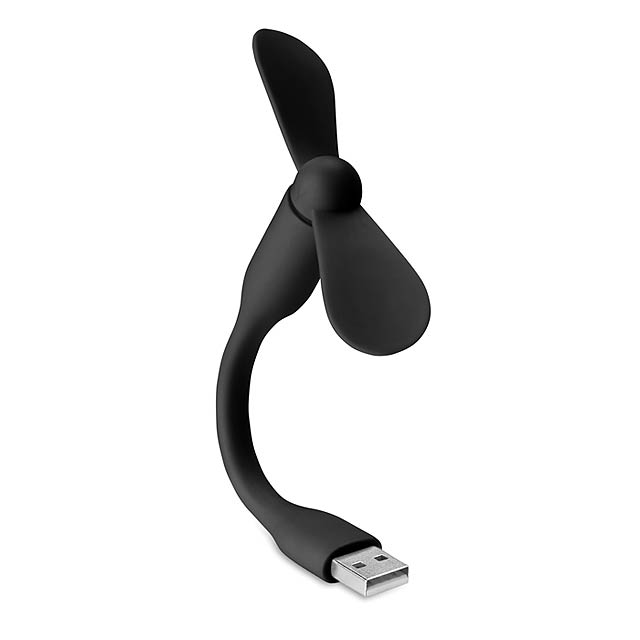 Přenosný USB ventilátor v PVC. - čierna
