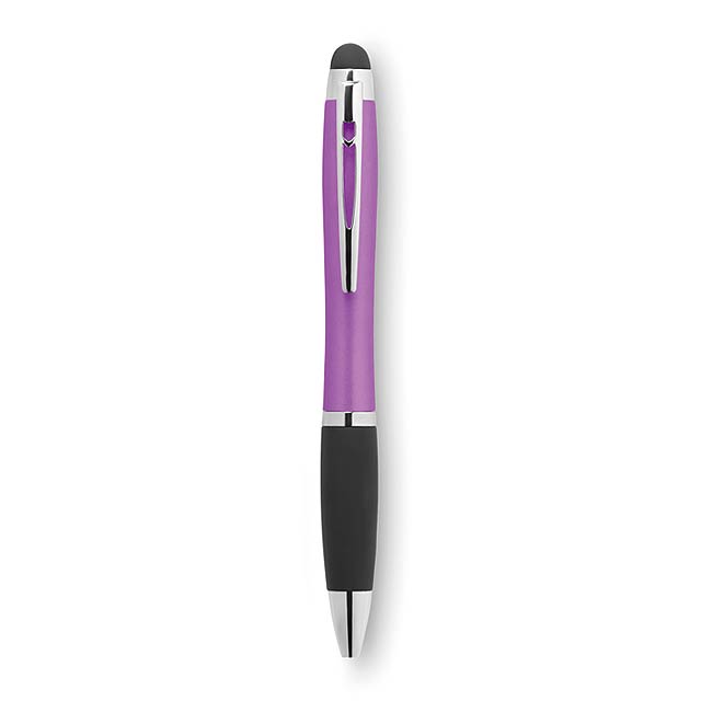 Kuličkové pero se světlem - RIOLIGHT - fuchsiová (tm. růžová)
