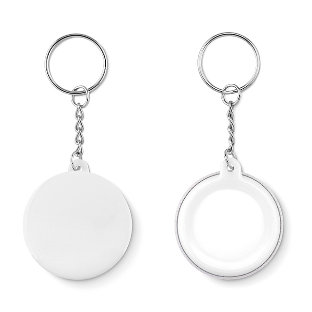 Small pin button key ring  - white