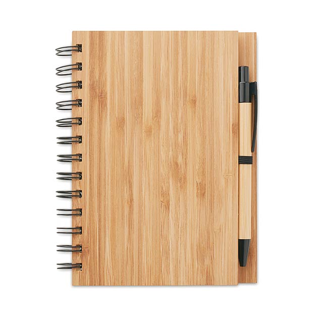 Bambusový zápisník s propiskou  - BAMBLOC - drevo