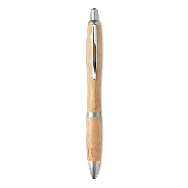 RIO BAMBOO - Kuličkové pero ABS bambus      - stříbrná mat
