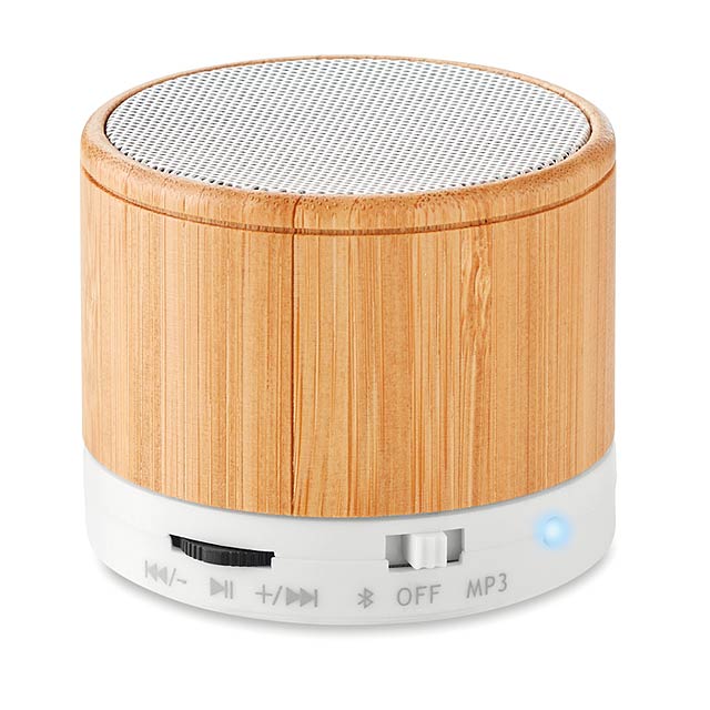 Round Bamboo Bluetooth speaker MO9608-06 - white