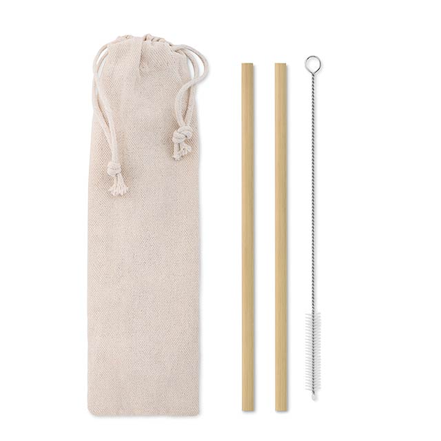 Bamboo Straw w/brush in pouch  MO9630-13 - beige