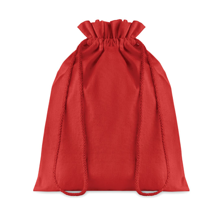 Medium Cotton draw cord bag - TASKE MEDIUM - red